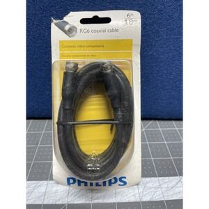 Philips NEW SWV2152W/17 RG6 Coaxial Cable 6 feet Black